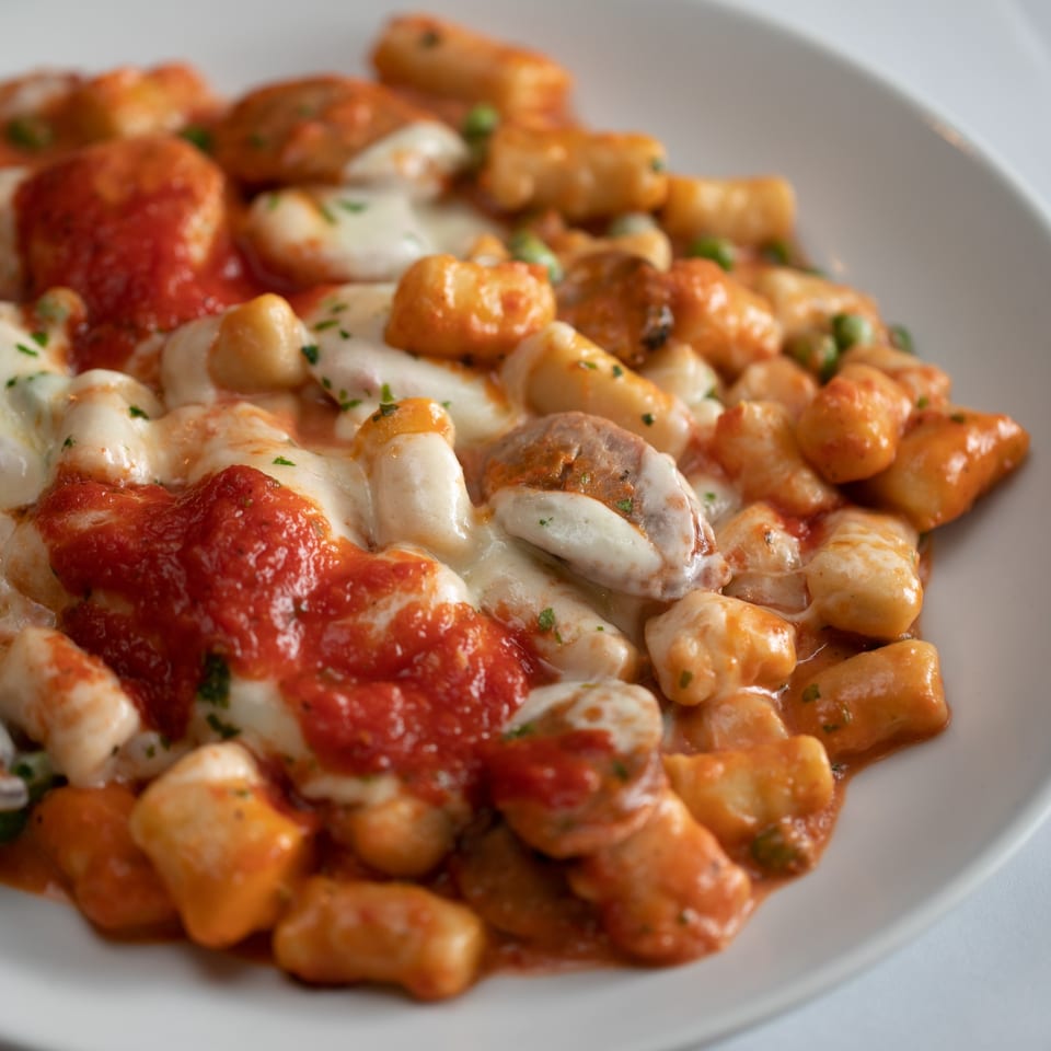 Rosario's Trattoria & Pizzeria's gnocchi with melted mozzarella, tomato sauce, and sausage.