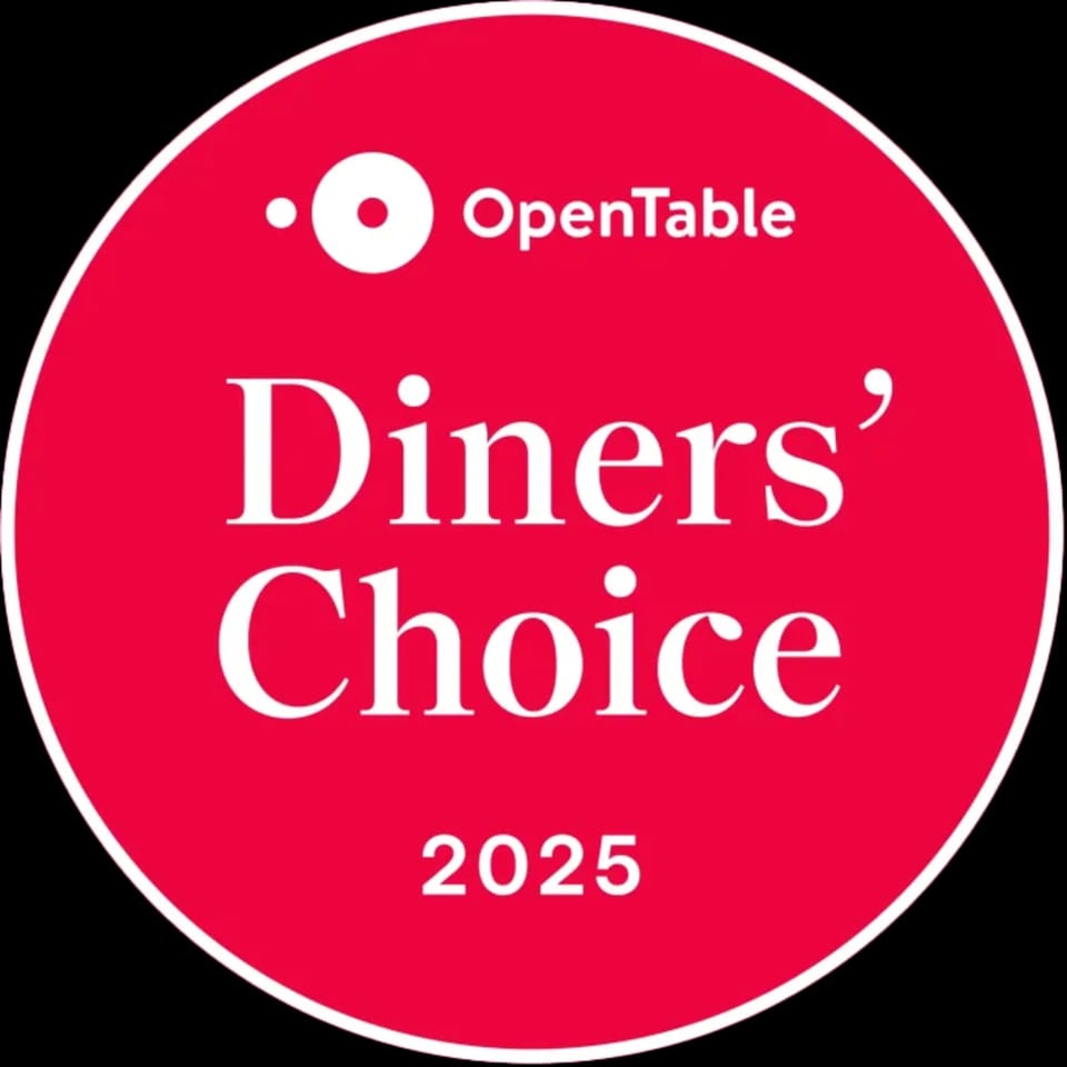 OpenTable Diners' Choice 2025 award logo, a red circle with white text.