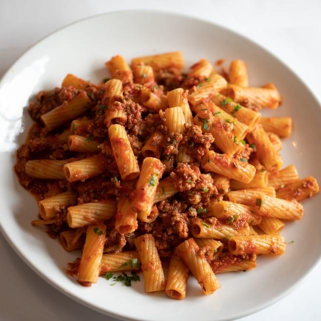 Rigatoni Bolognese.