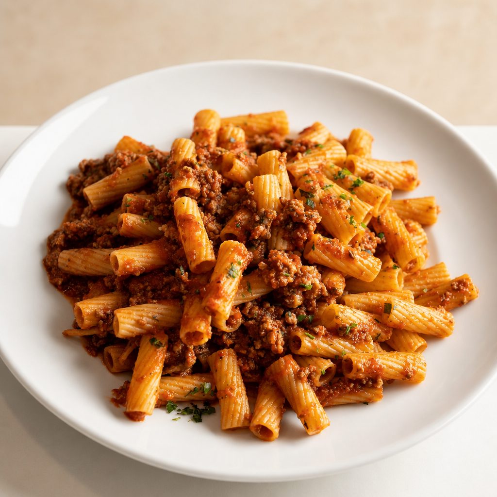 Rigatoni Bolognese.