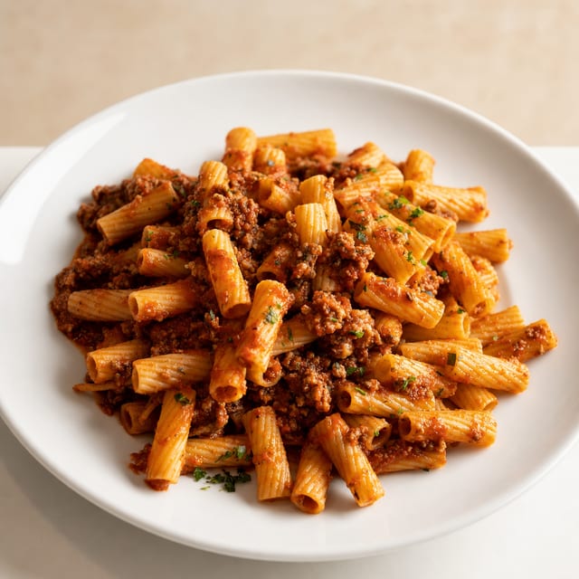 Rigatoni Bolognese.